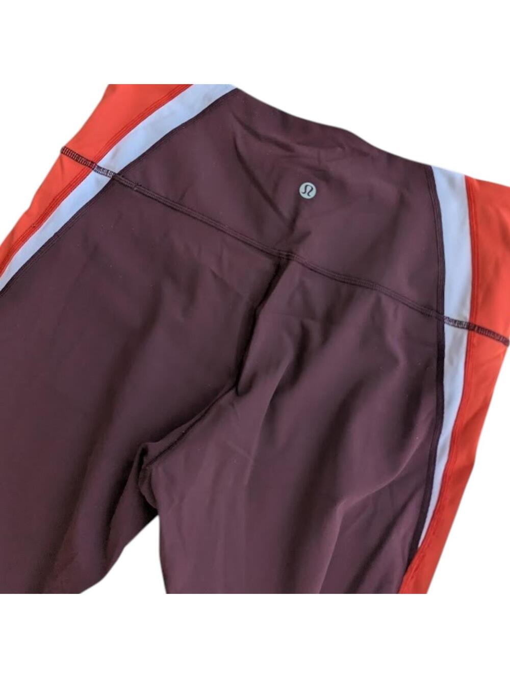 Lululemon Kick Serve Sweat Tight 6 Bordeaux Drama Red Colorblock Leggings Hokies - Picture 3 of 6